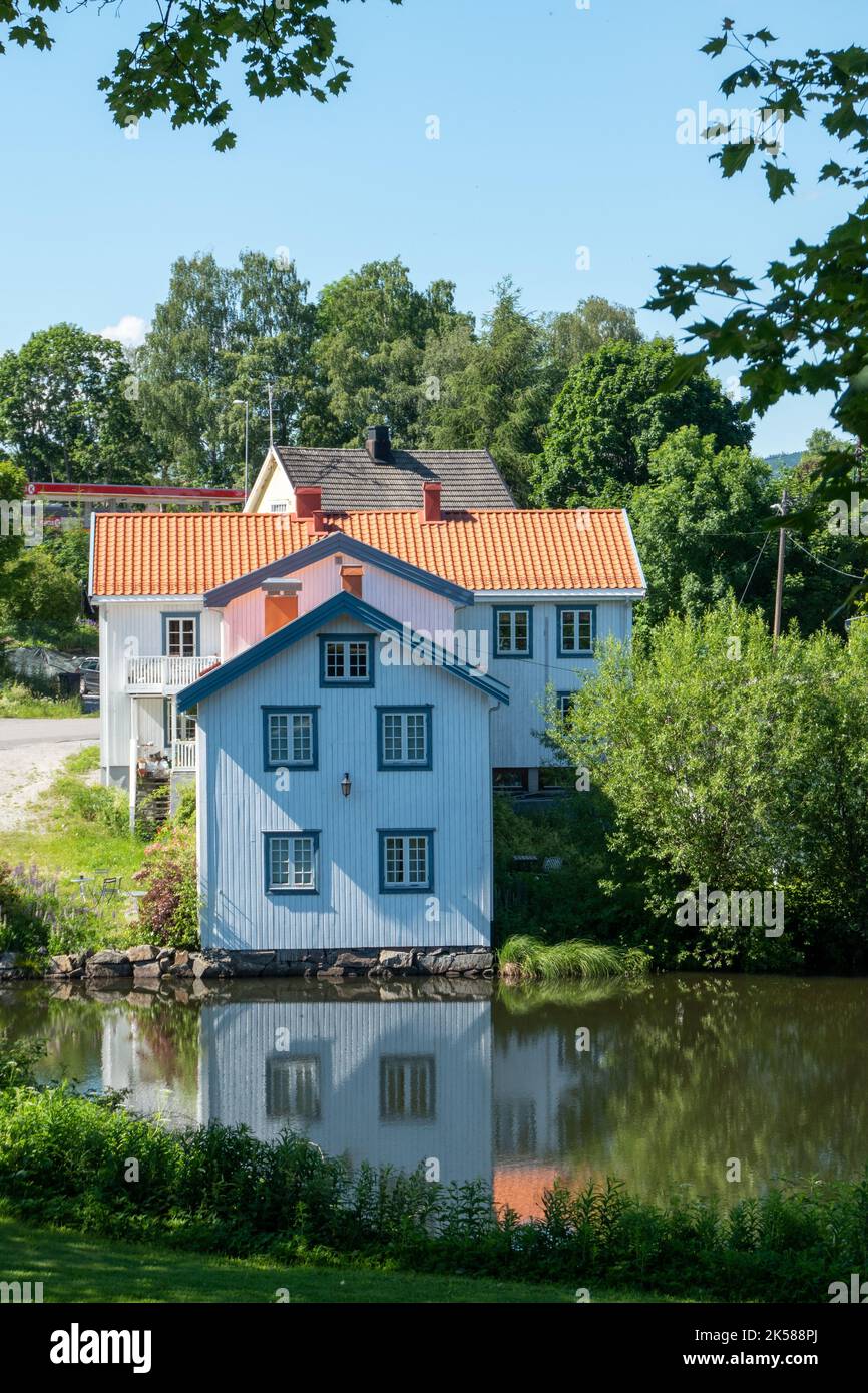 big and expensive wooden house in rural Norway Stock Photo Alamy