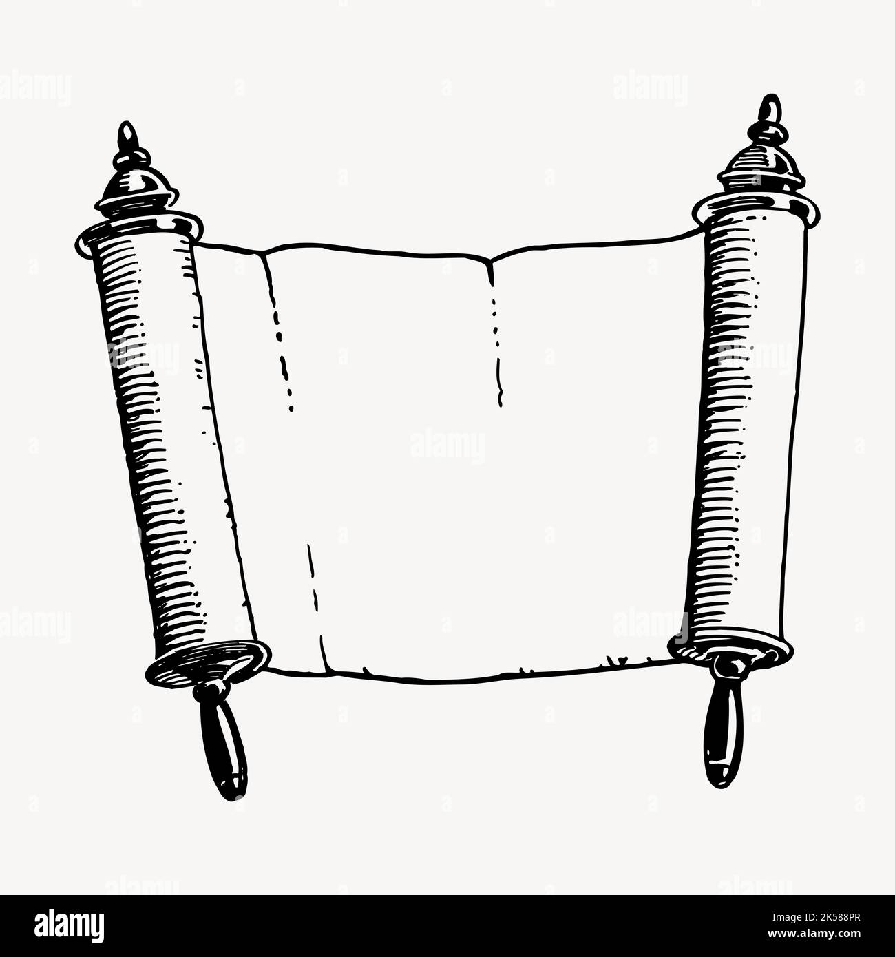 Antique blank scroll clipart, vintage illustration vector Stock Vector