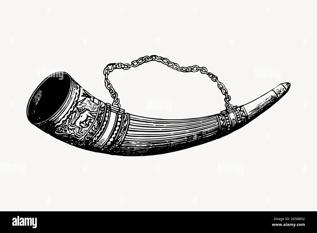 Viking horn clipart, vintage illustration vector. Stock Vector
