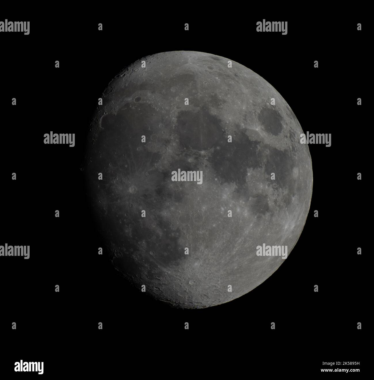 London, UK. 6 October 2022. A waxing gibbous Moon phase with detailed