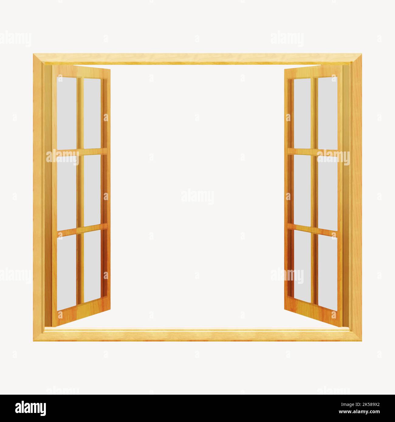 Open window frame clipart, collage element vector Stock Vector Image