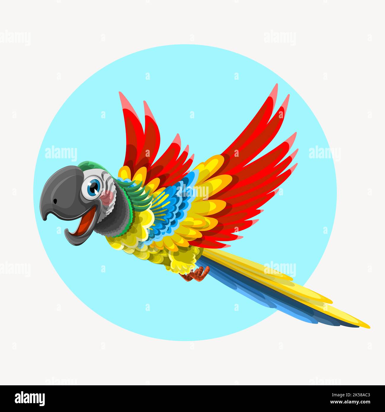 Cartoon parrot character clipart, animal illustration vector Stock ...