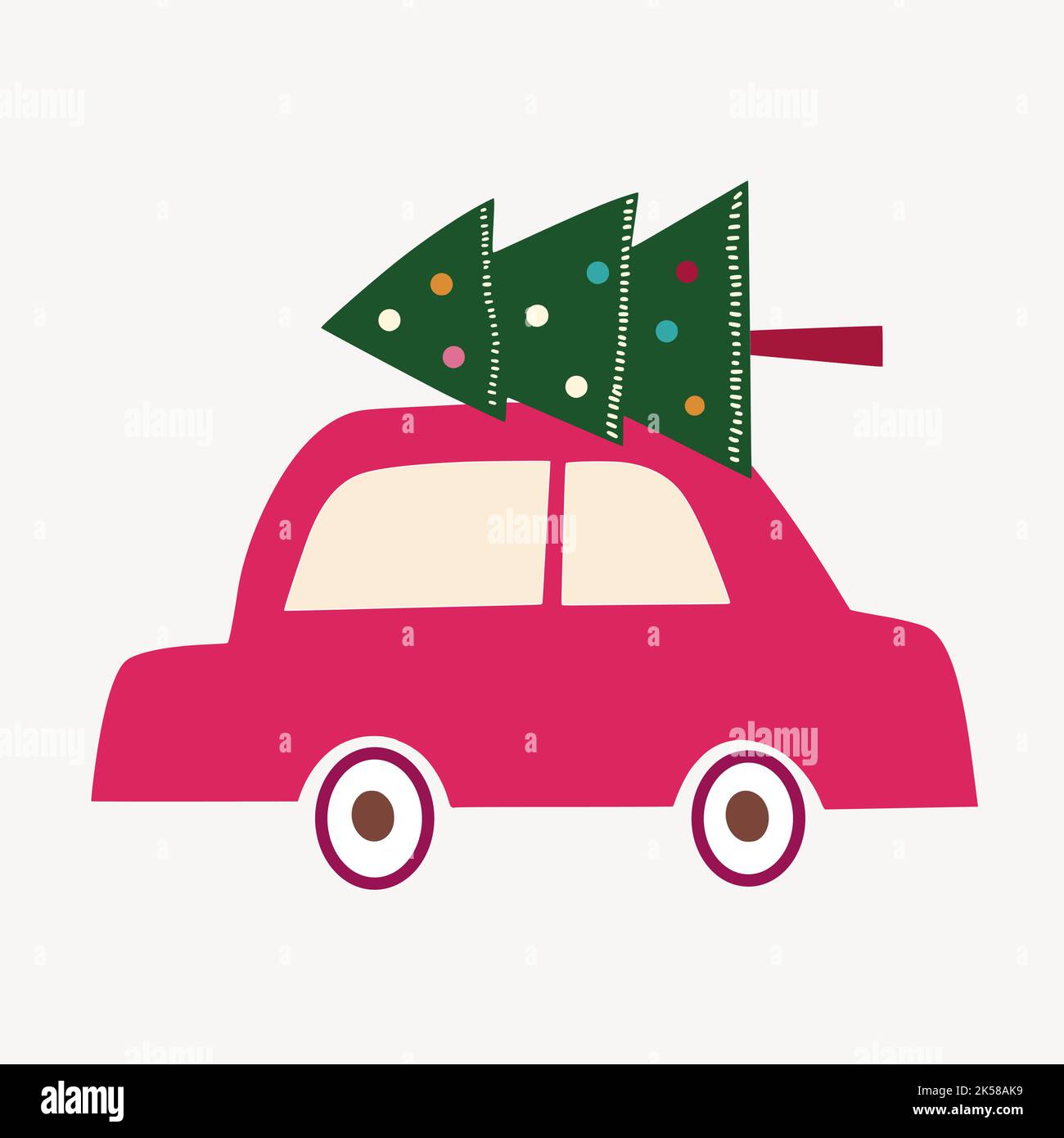 Christmas tree car clipart, illustration vector Stock Vector Image