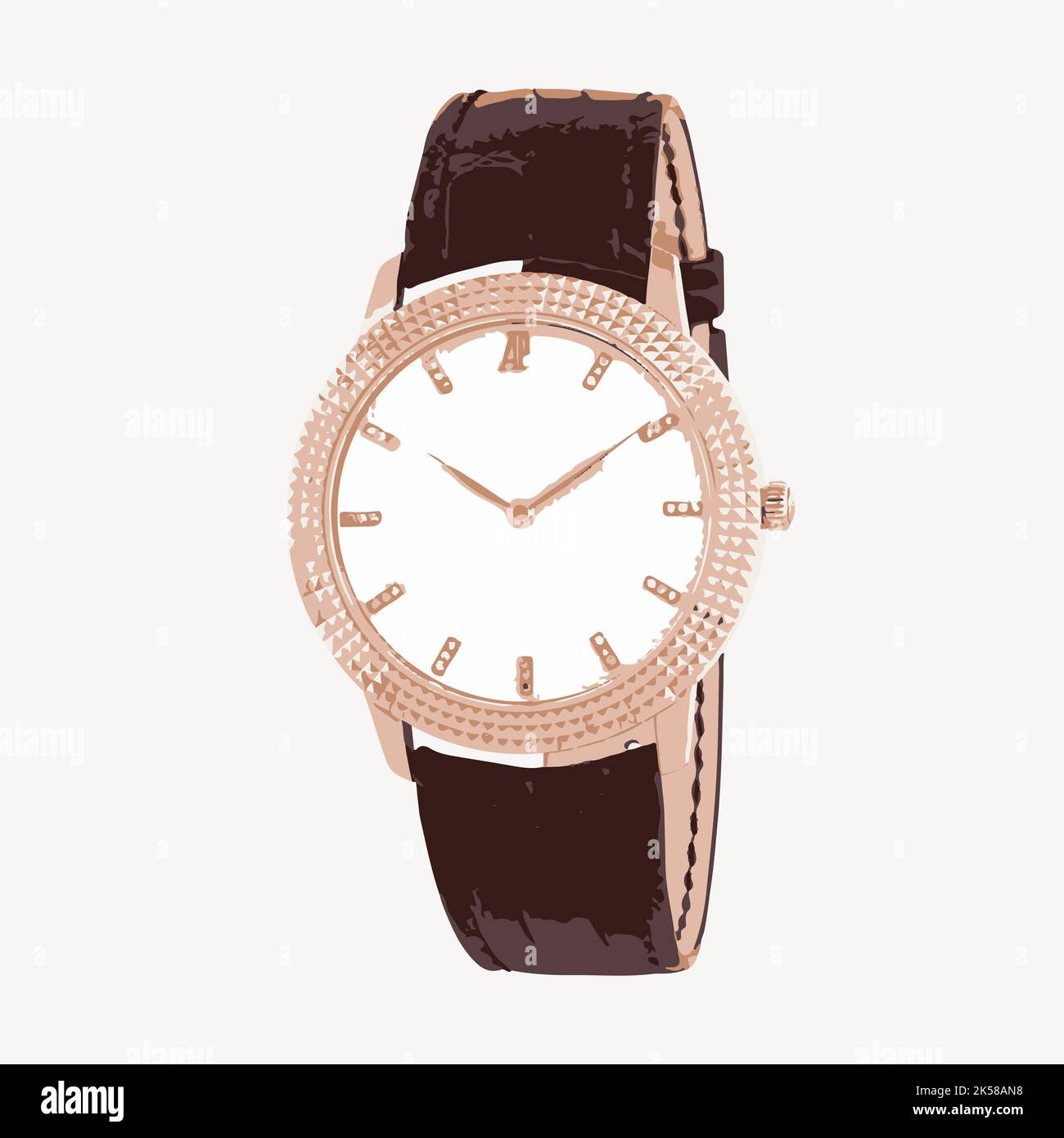 Realistic leather watch clipart, illustration vector Stock Vector Image