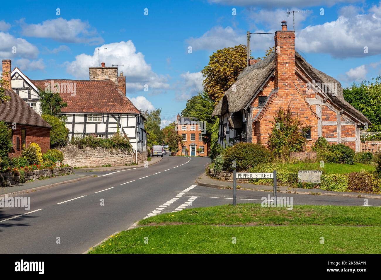 Street views with cottages in Worcestershire village of Inkberrow Stock