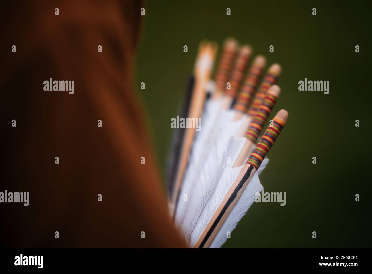 Wooden arrows for the bow. Hand crafted arrows in medieval style