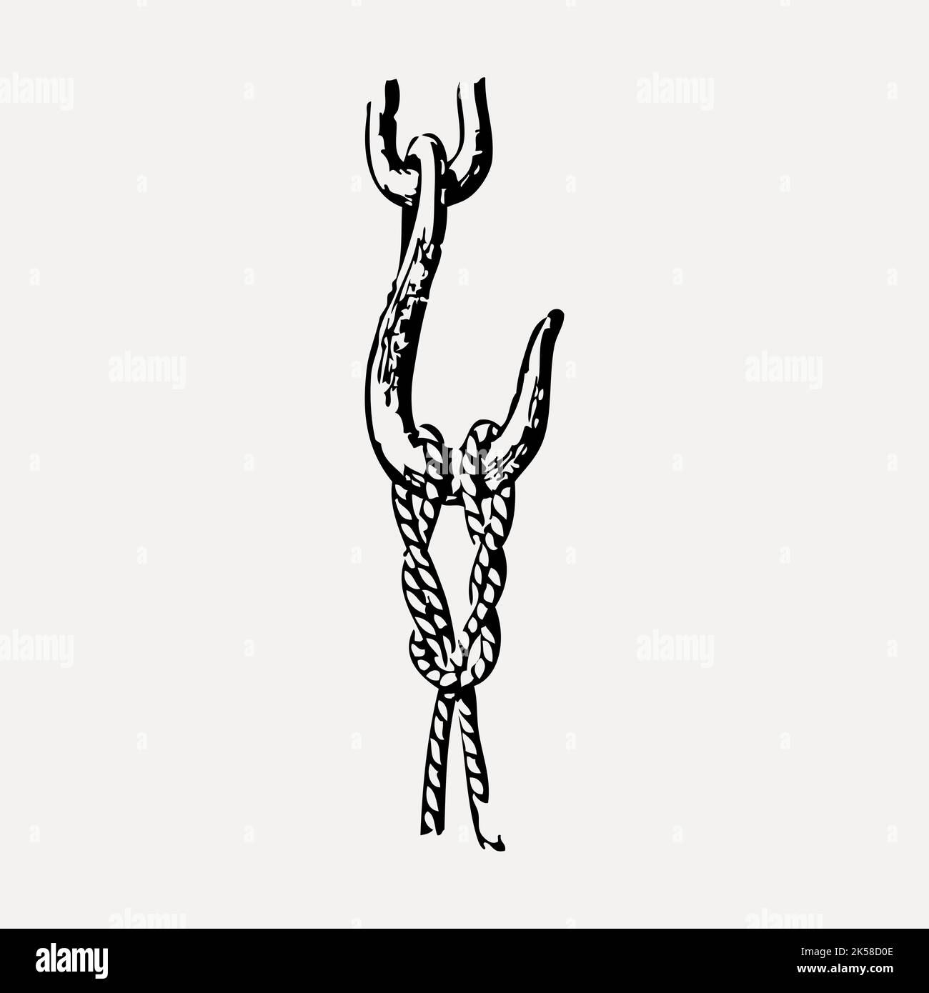 Hook hand drawn clipart, sailing tool illustration vector Stock Vector