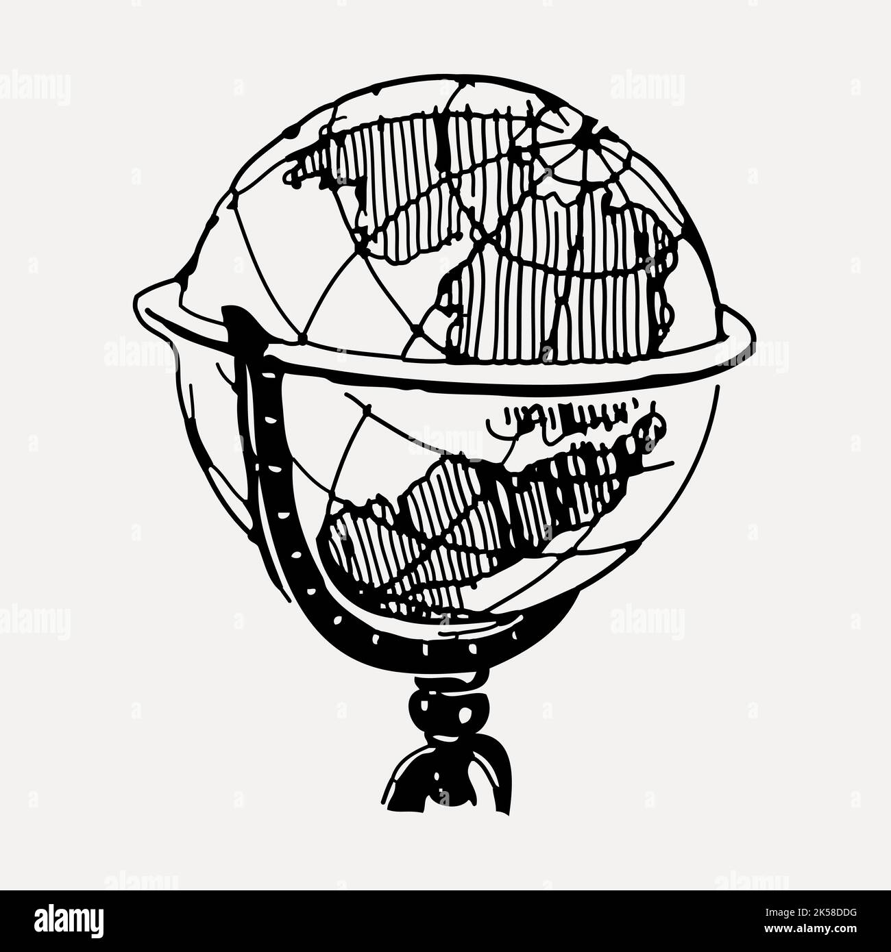 Globe hand drawn clipart, map illustration vector Stock Vector Image ...