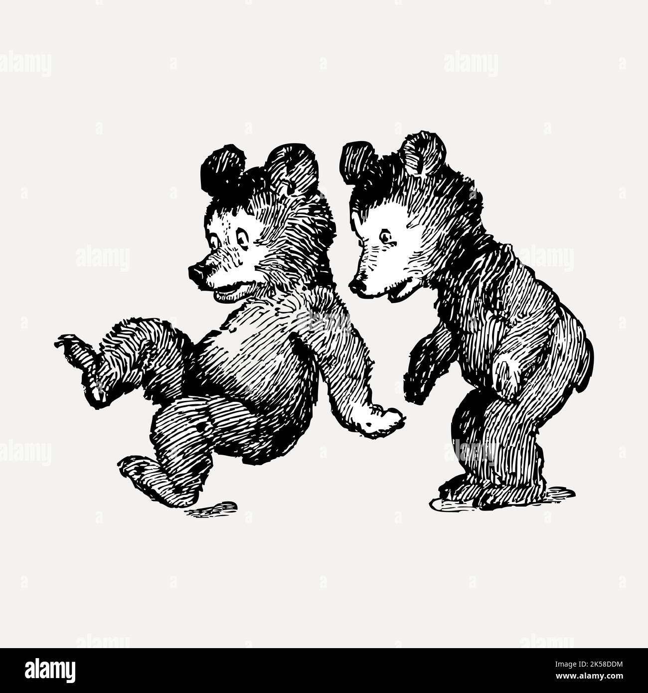 Baby bears hand drawn clipart, animal illustration vector Stock Vector