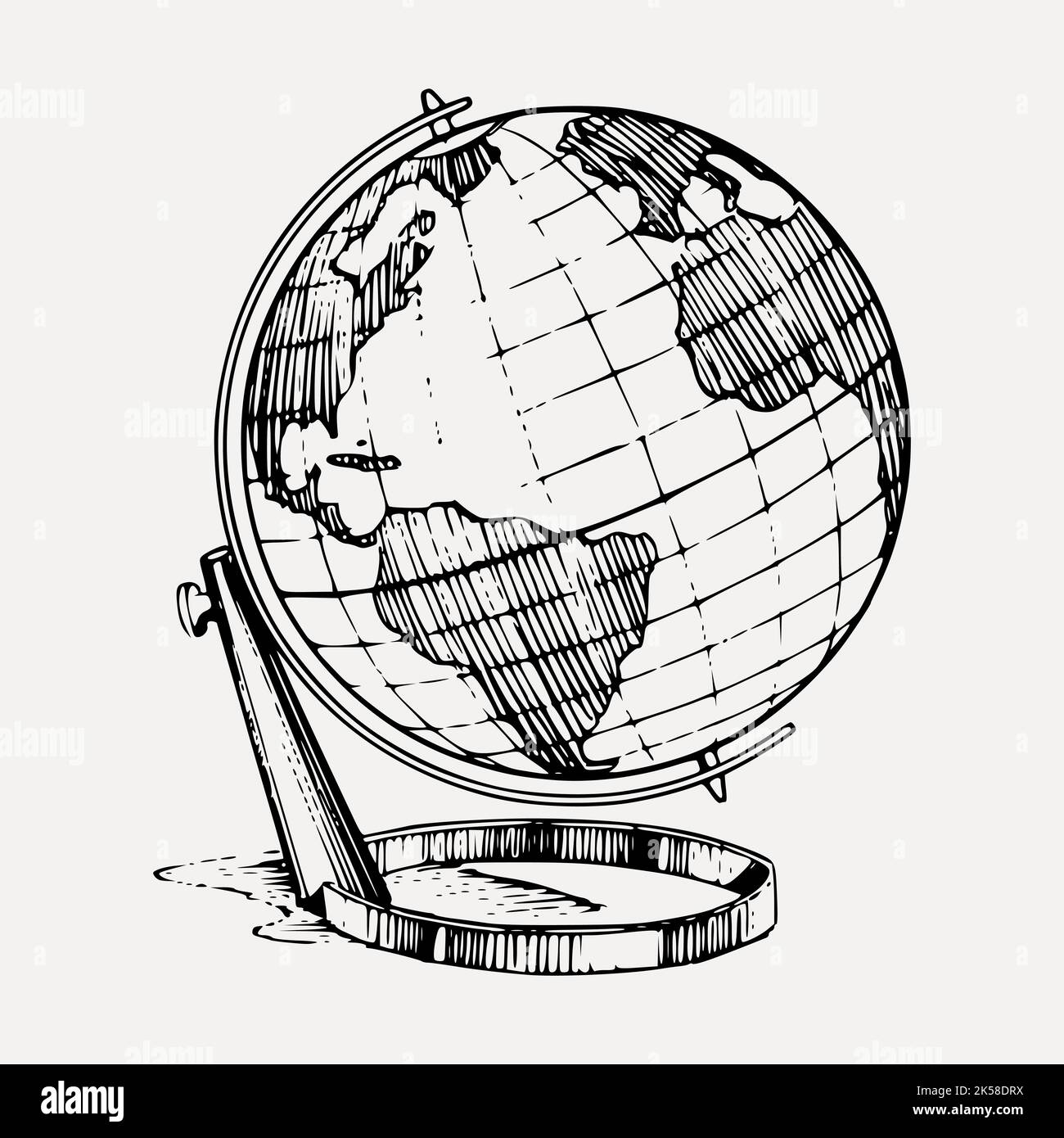 Globe hand drawn clipart, map illustration vector Stock Vector Image ...
