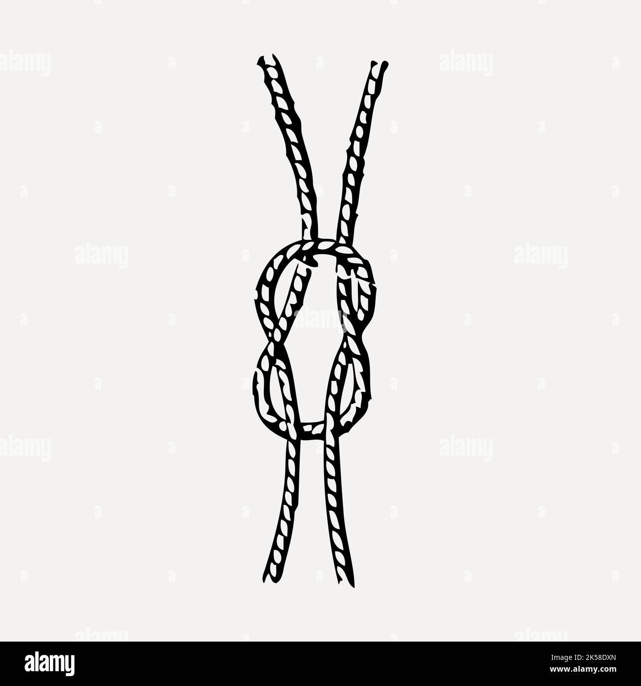 Square knot hand drawn clipart, rope illustration vector Stock Vector