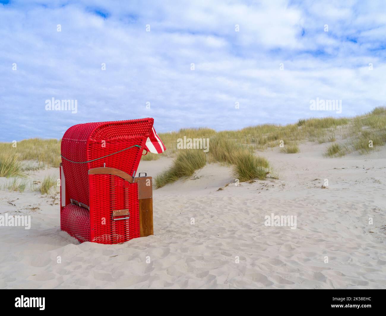 Hooded beach chairs on the island of Juist, Germany Stock Photo