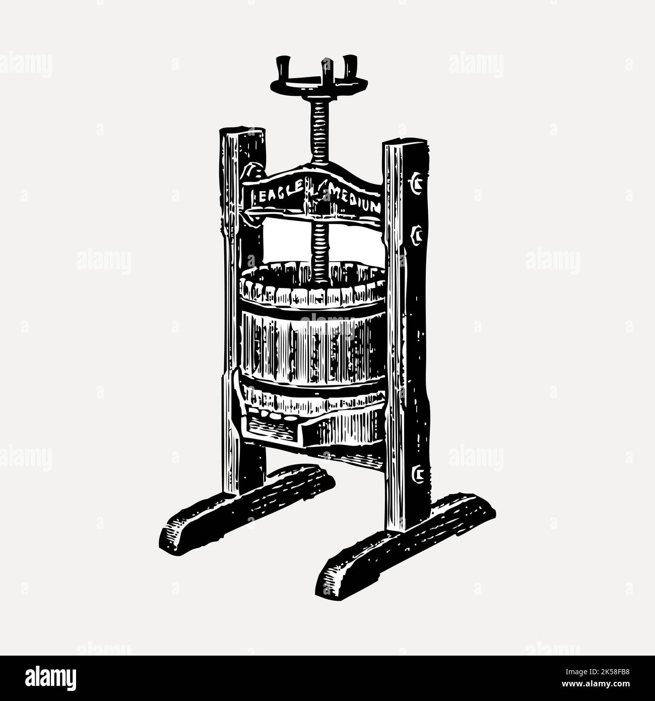 Wine press hand drawn clipart, equipment illustration vector Stock