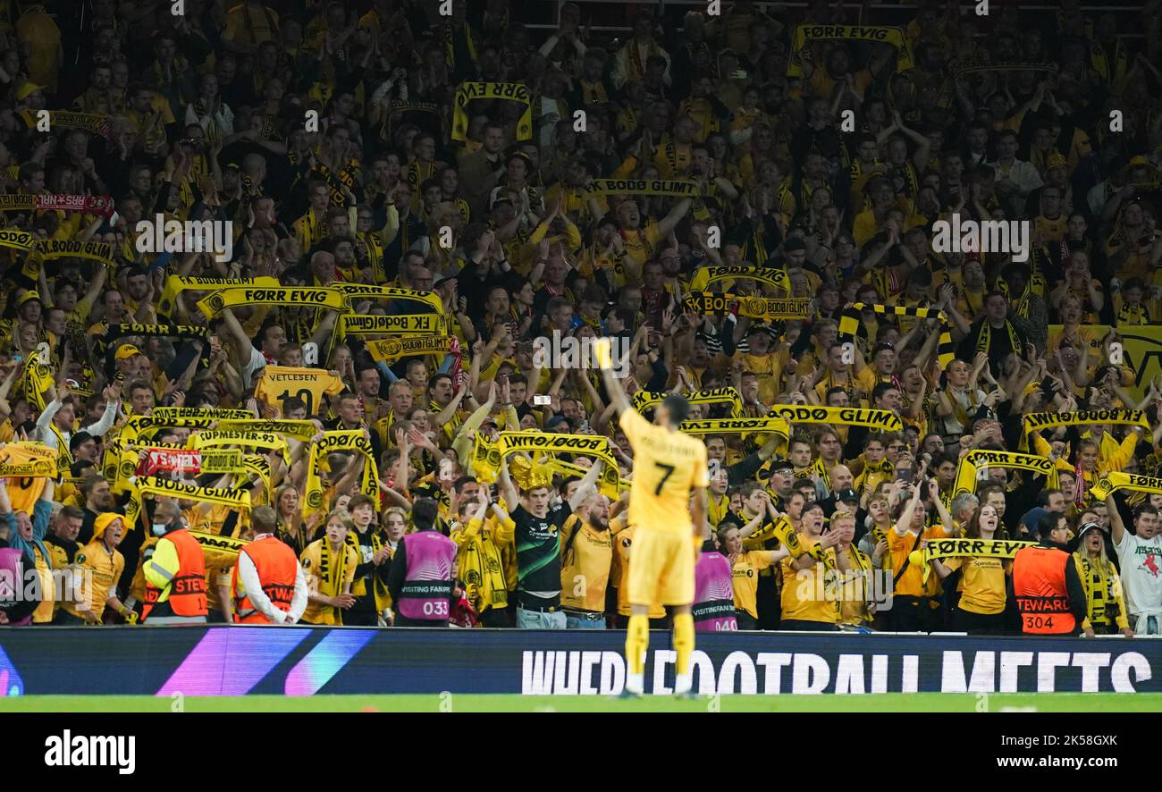 fk-bodo-glimt-fans-following-the-uefa-europa-league-match-at-emirates