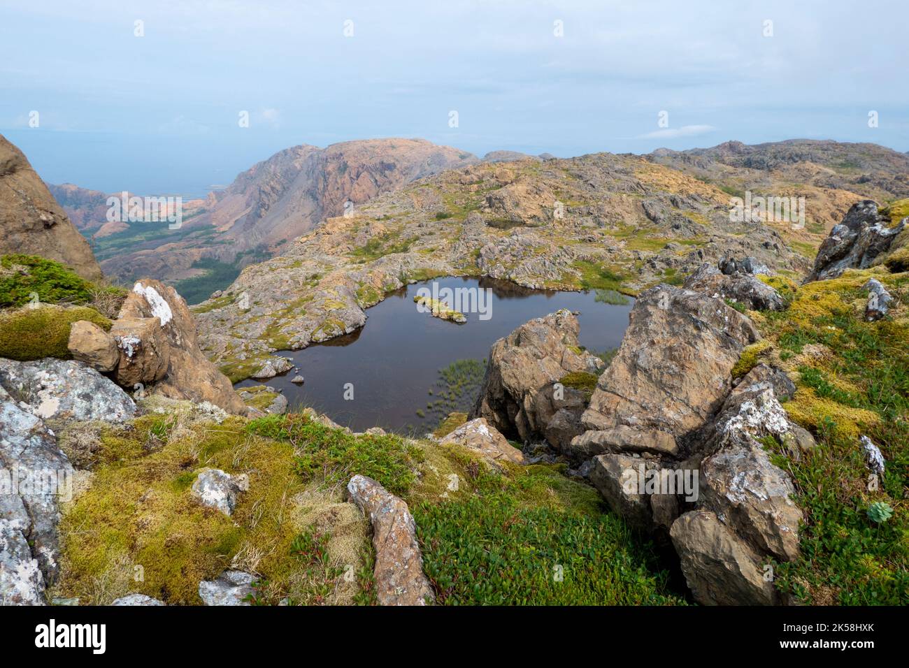 view at colourful rocks in the mountains of the island Leka in Norway ...
