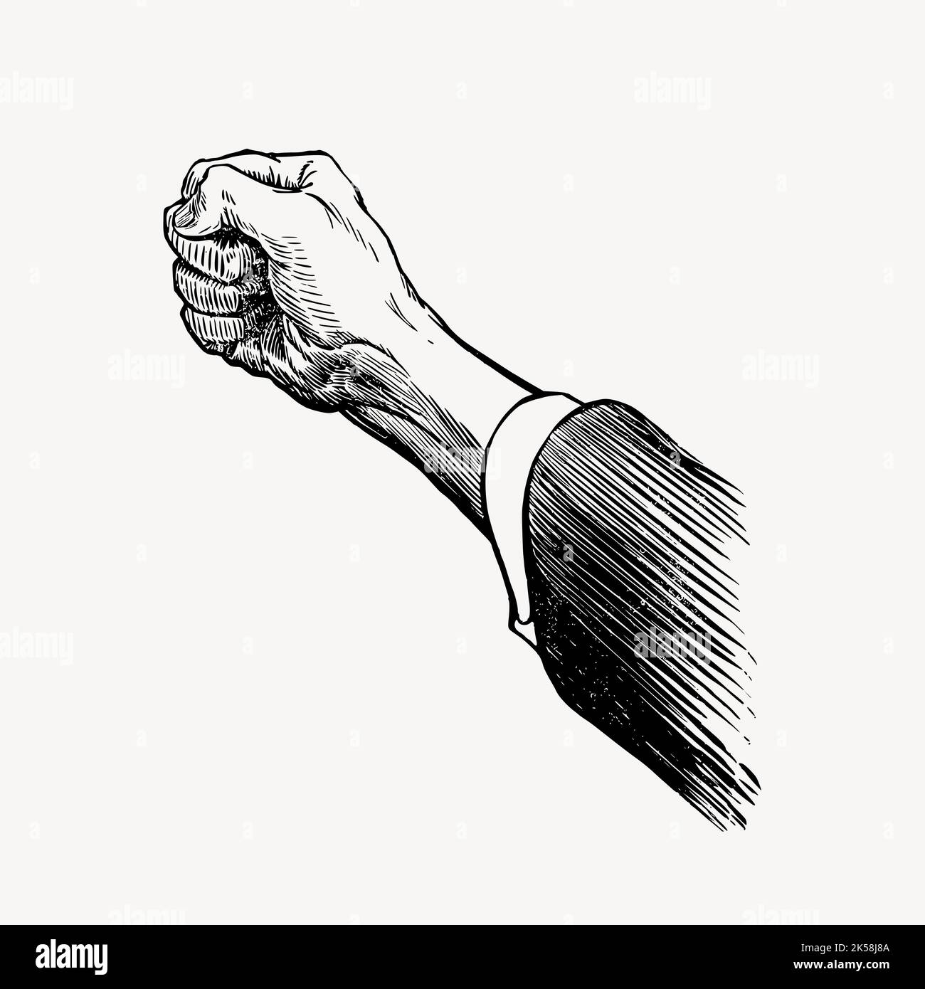 Punching fist clipart, hand gesture illustration vector Stock Vector