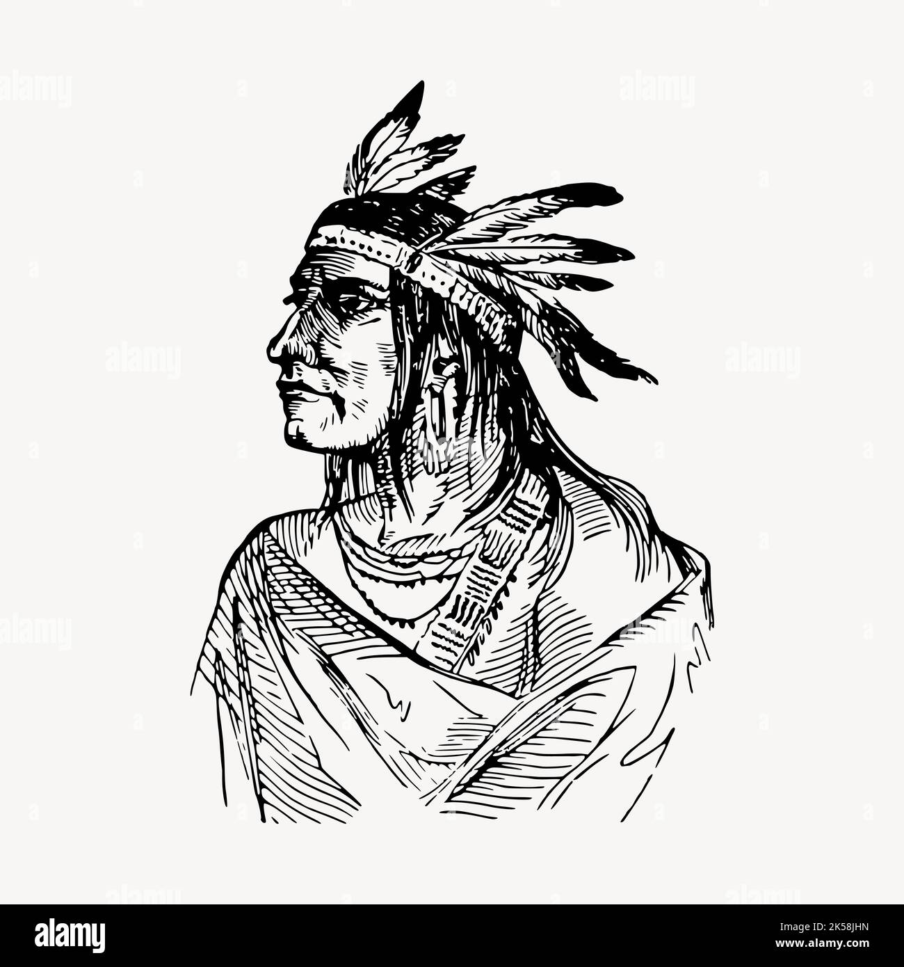 Native American man portrait, vintage illustration vector Stock Vector ...