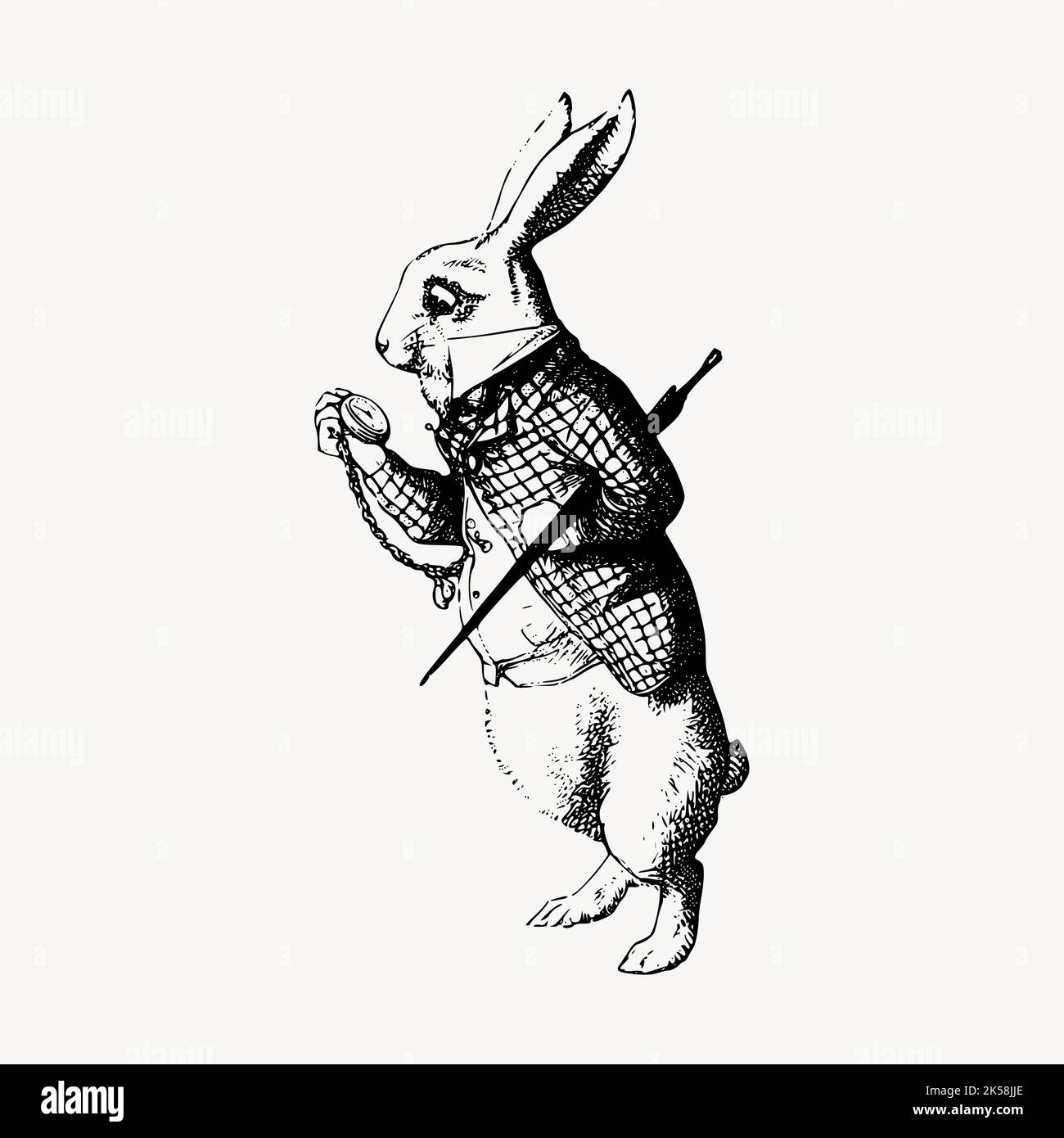 White Rabbit clipart, Alice In Wonderland character illustration vector