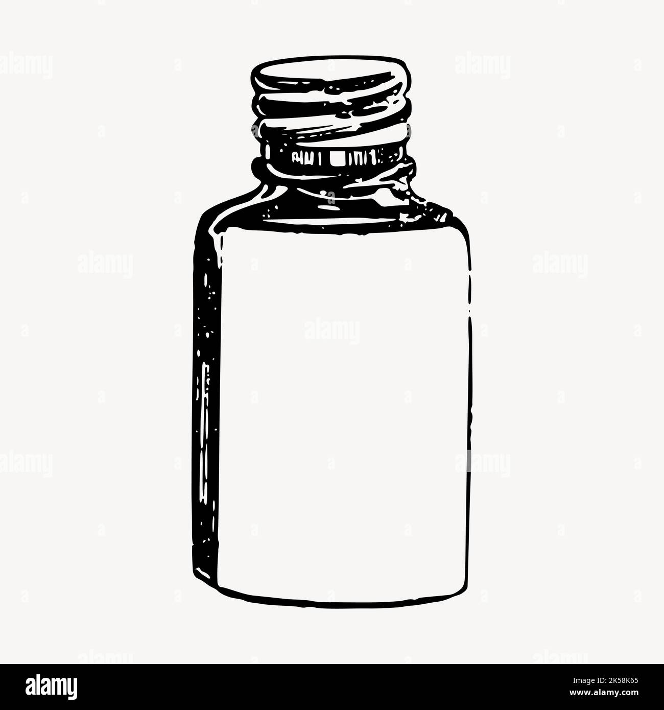 Pill bottle drawing, vintage object illustration vector Stock Vector