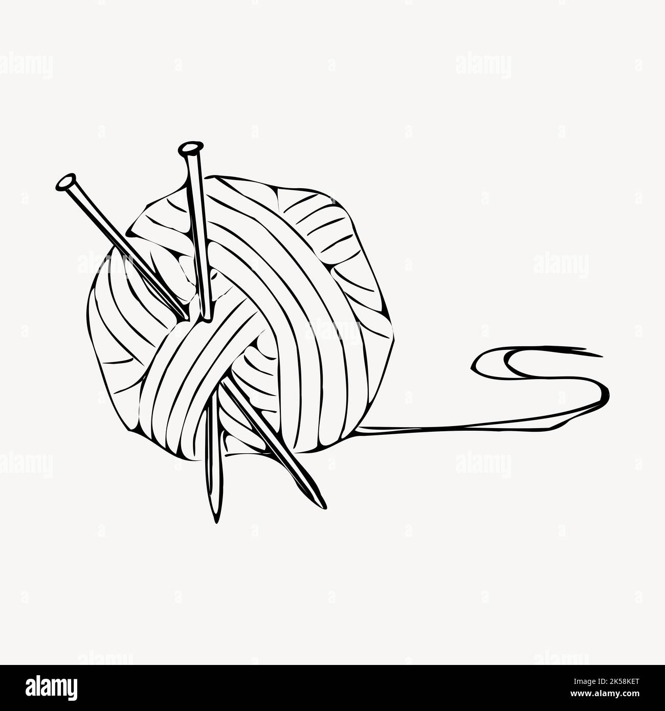 Knitting ball drawing, vintage illustration vector Stock Vector Image