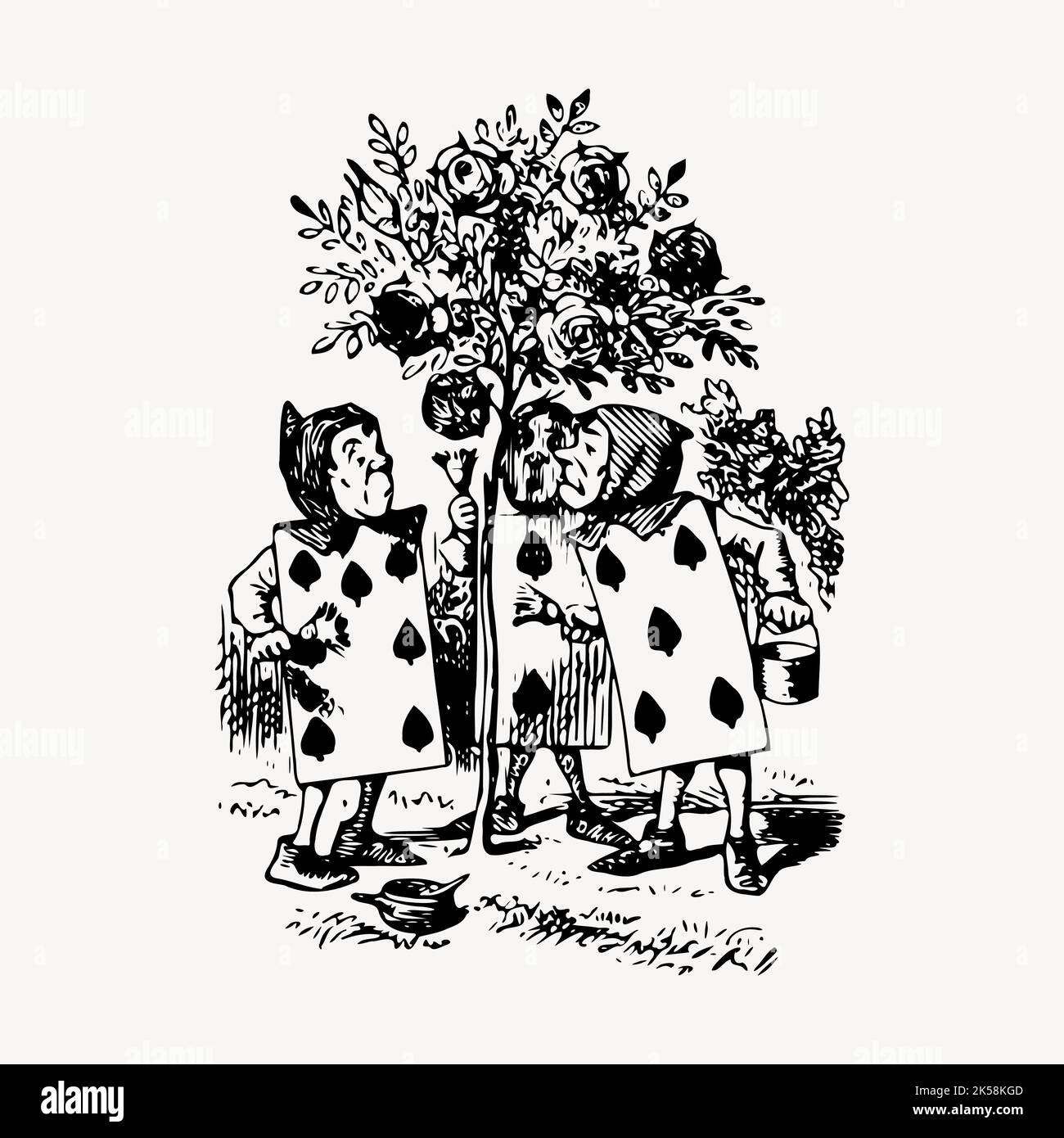 Card soldiers drawing Alice in Wonderland illustration vector Stock Card soldiers drawing Alice in Wonderland illustration vector Stock