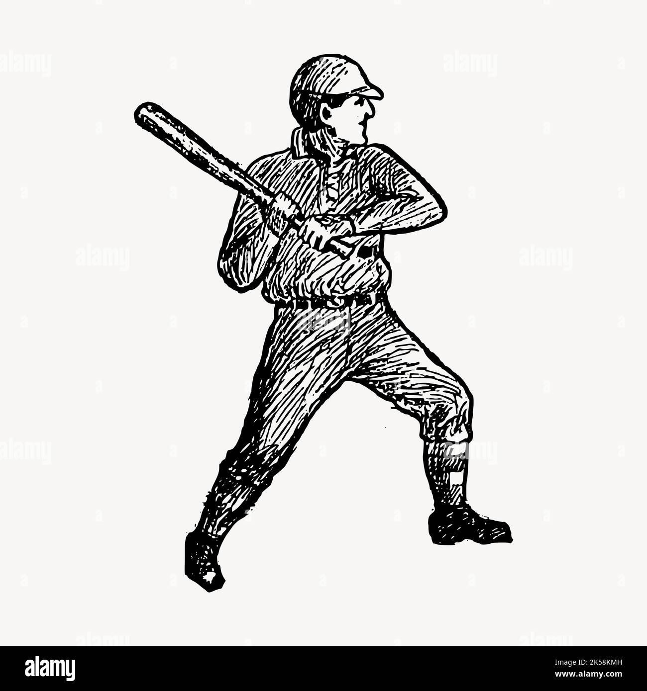 Baseball batter drawing, vintage sport illustration vector Stock Vector Image & Art Alamy