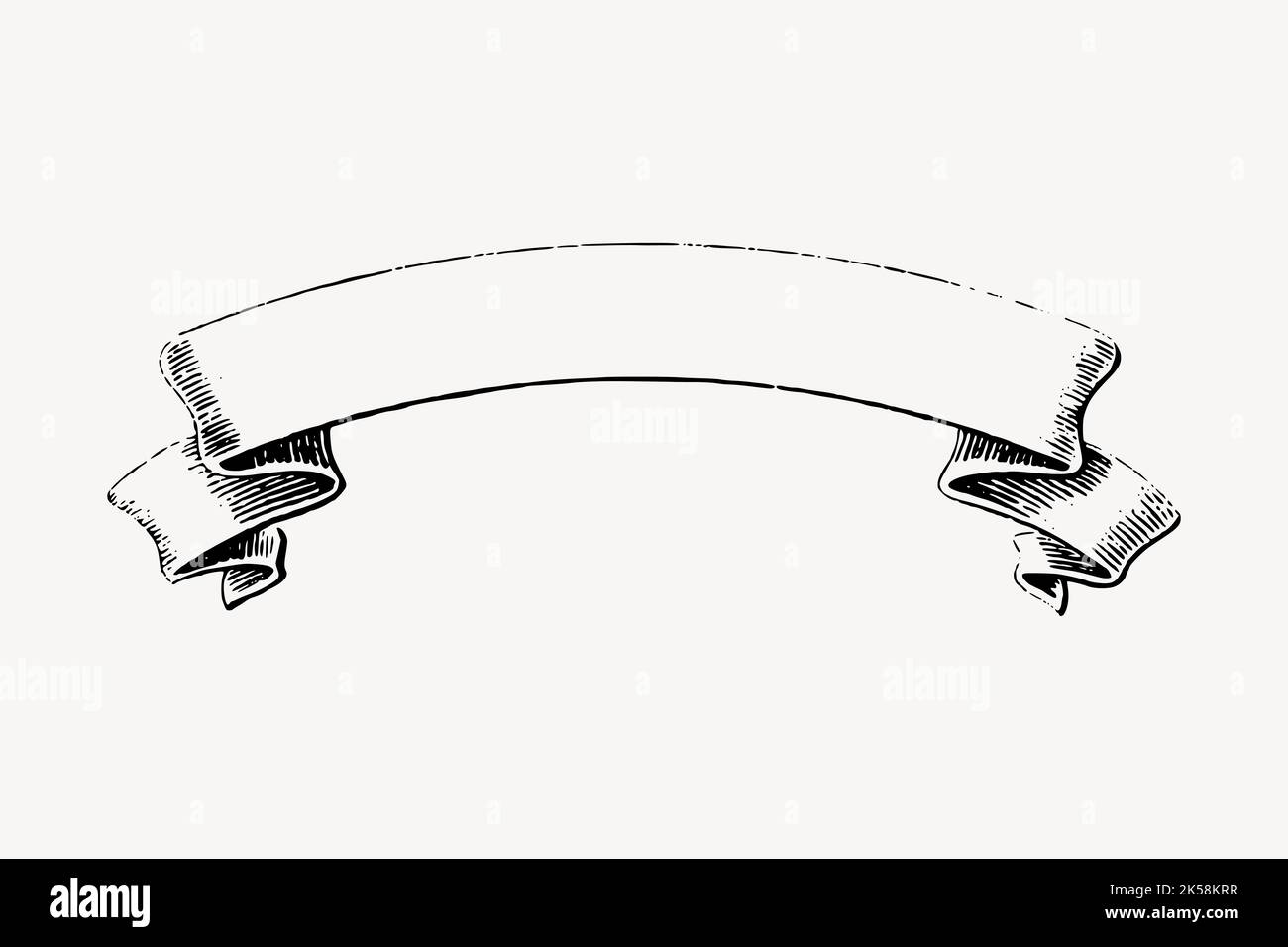 Ribbon banner drawing, vintage illustration vector Stock Vector Image