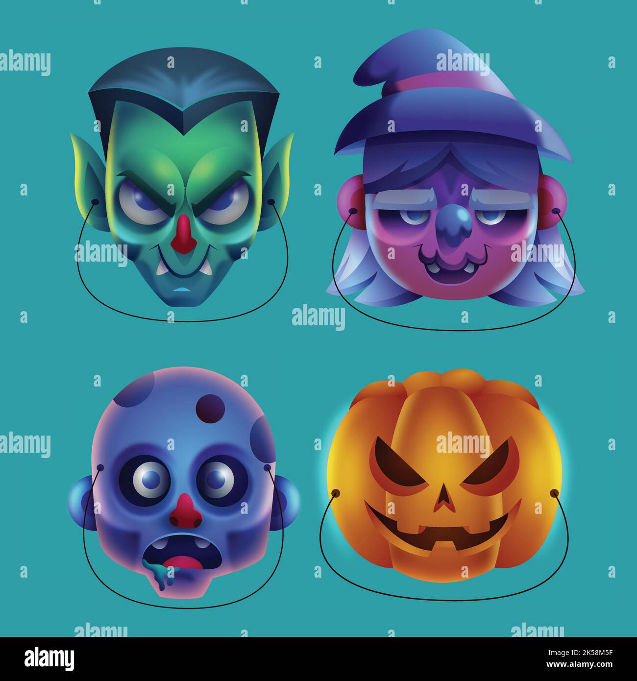 halloween mask elements collection vector design illustration Stock