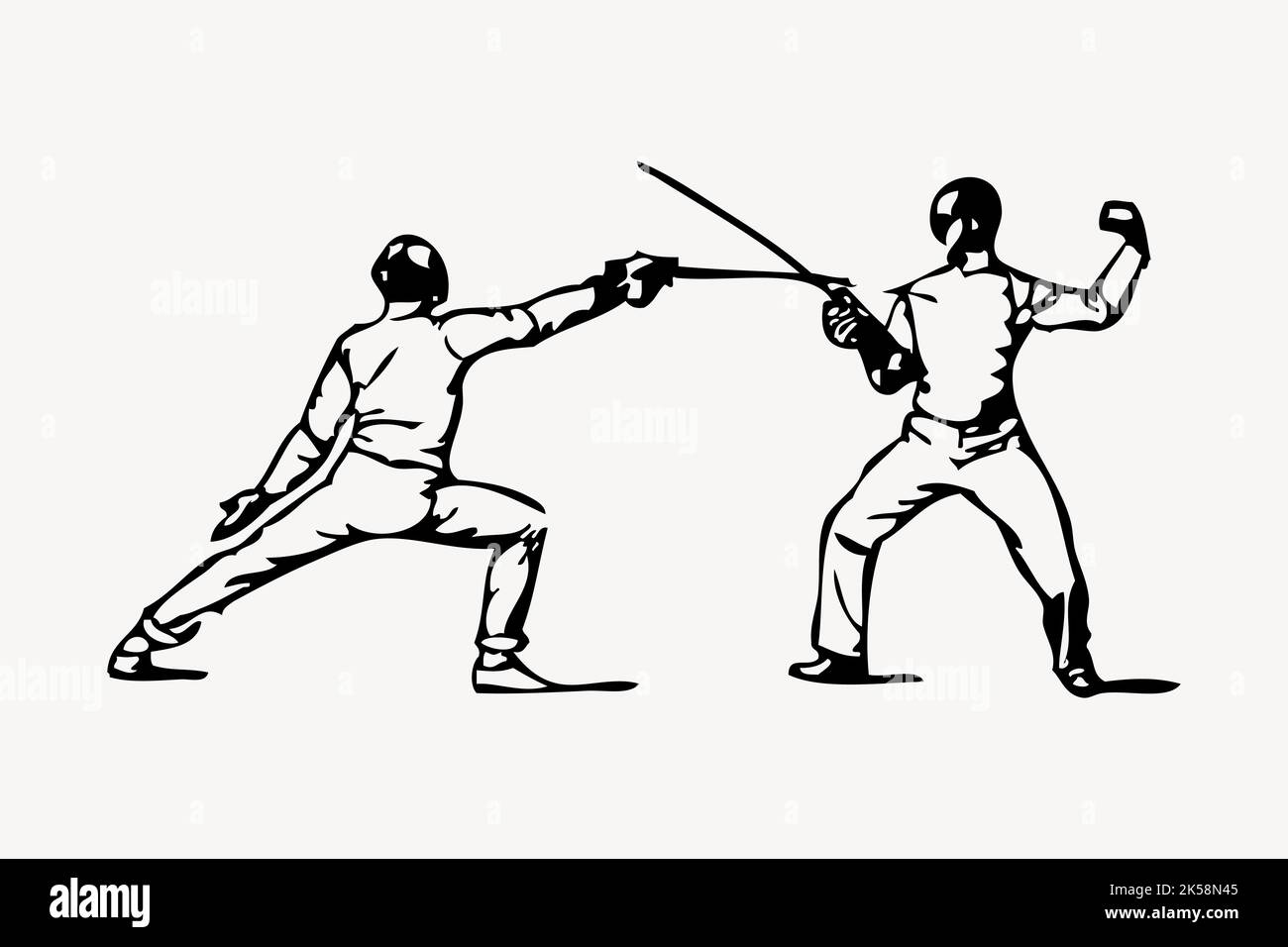 Fencing drawing, vintage sport illustration vector Stock Vector Image