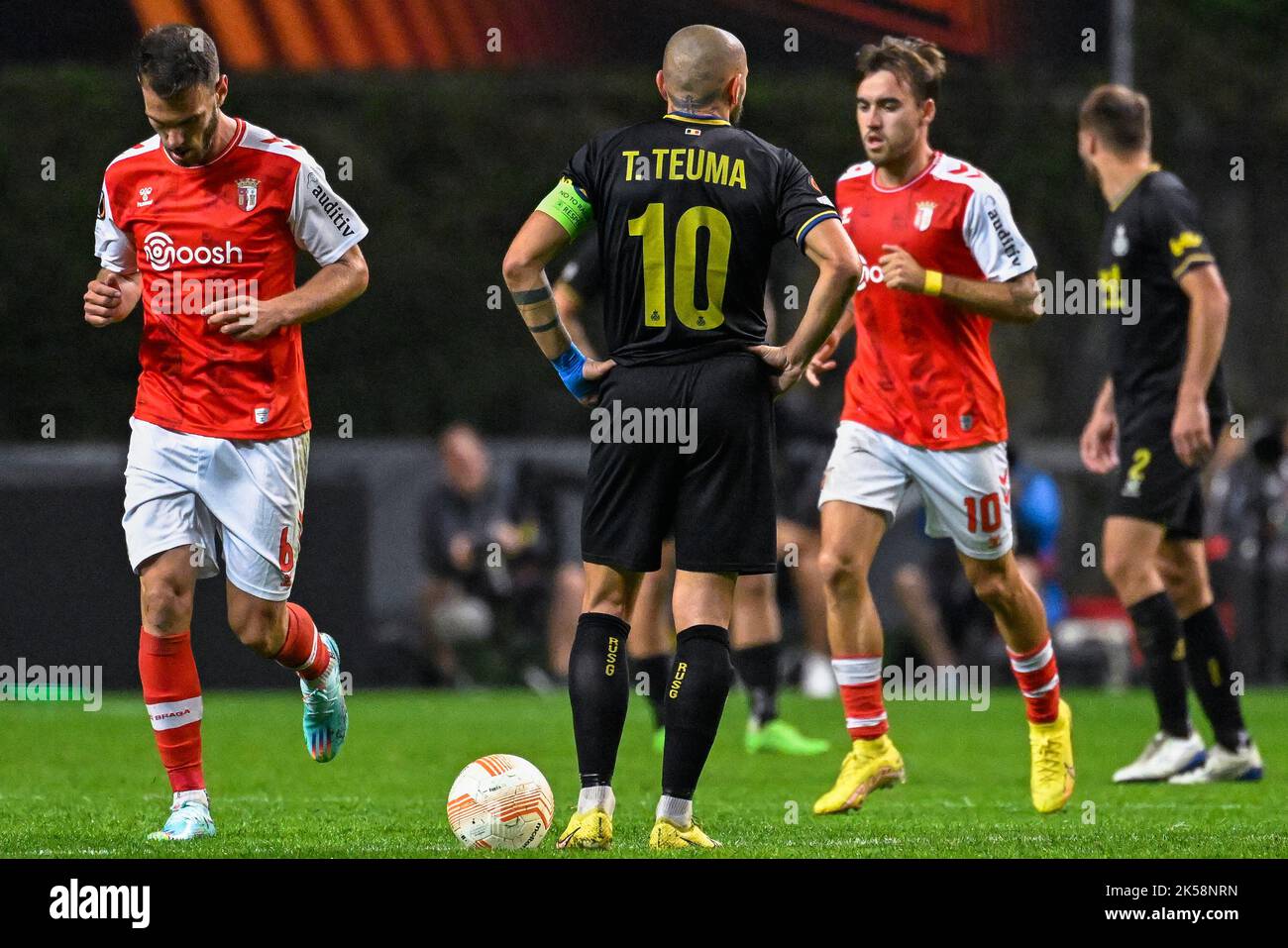 Braga, Portugal, 06/10/2022, Union's Teddy Teuma looks dejected during a  match between the Portugese club SC Braga and Belgian soccer team Royale Union  Saint-Gilloise, Thursday 06 October 2022 in Braga, Portugal, the