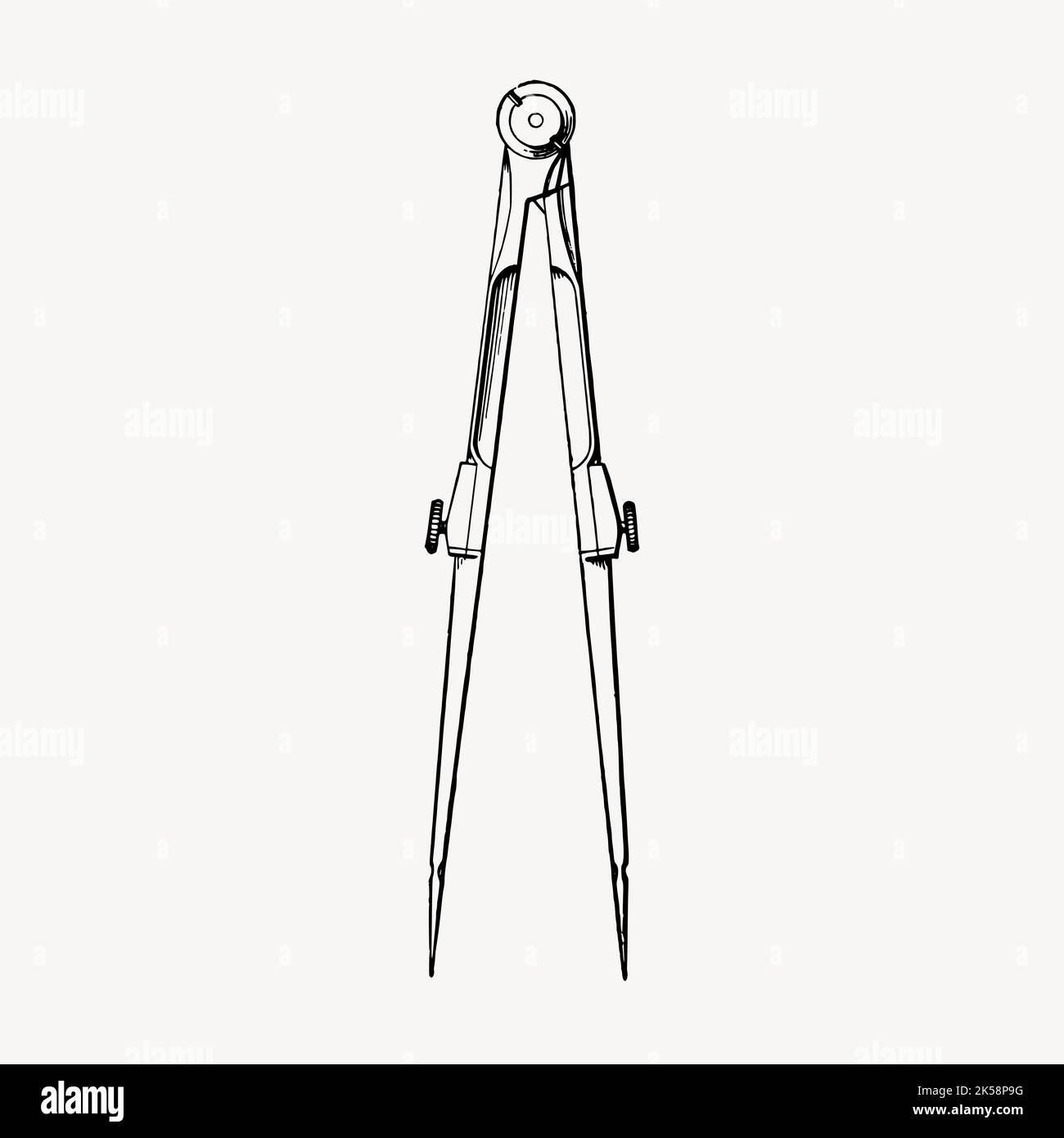 Compass divider clipart, vintage object illustration vector Stock