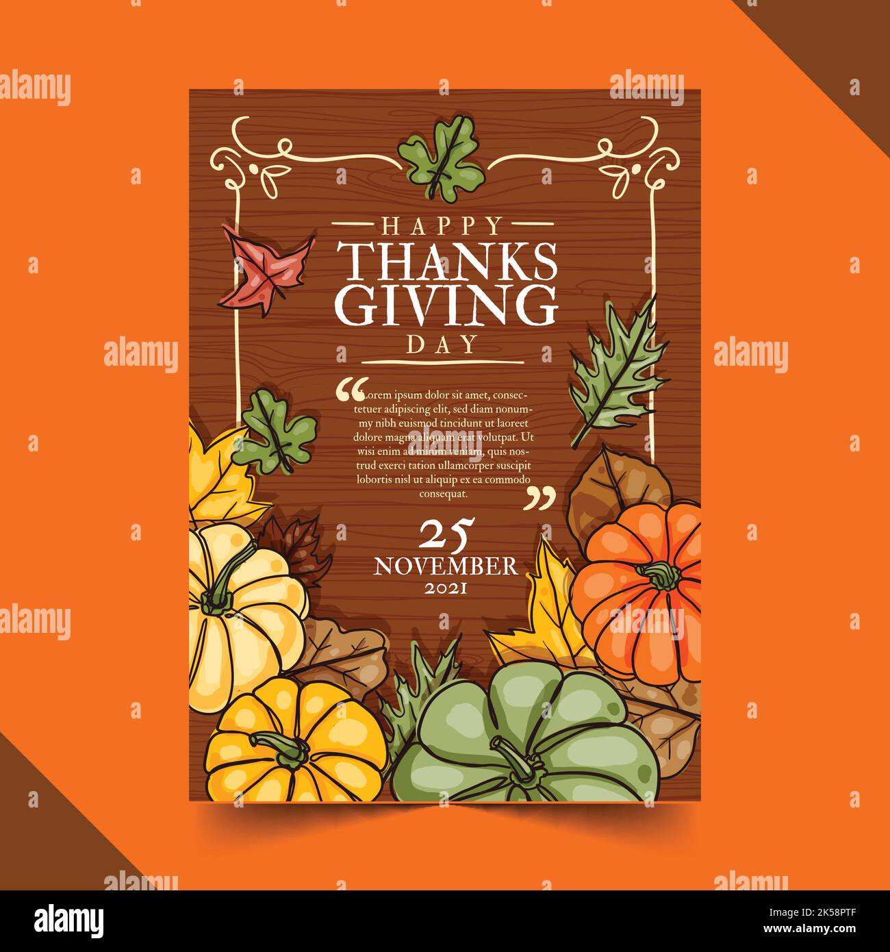 hand drawn thanksgiving vertical poster template vector design ...