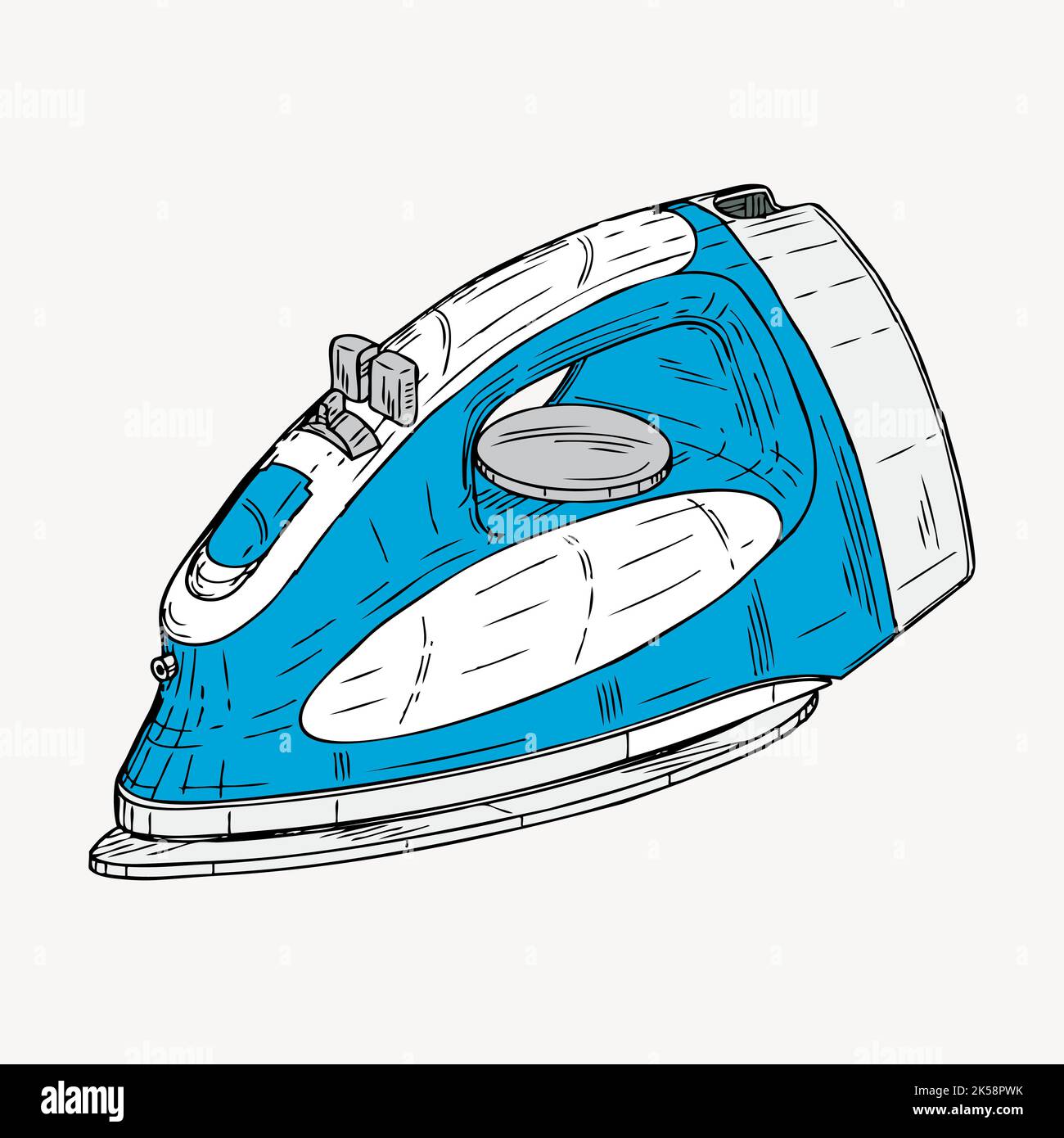 Clothes iron clipart, color drawing vector. Stock Vector