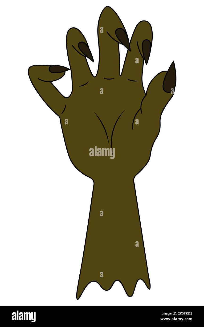 Finger Zombie Vector A stump of a zombie hand. Curved fingers with sharp claws. Dead man's ...