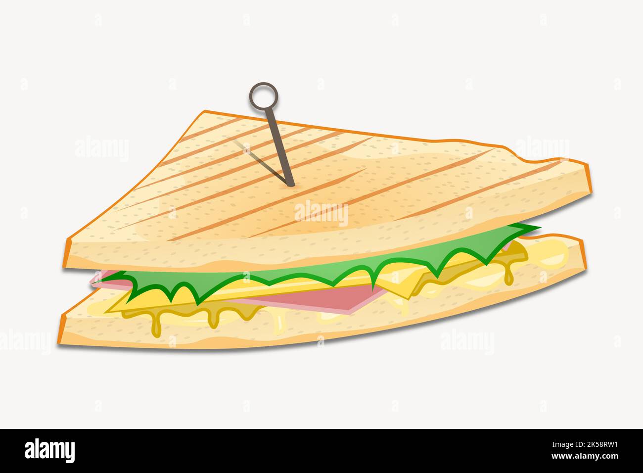 Grilled sandwich clipart, illustration vector. Stock Vector