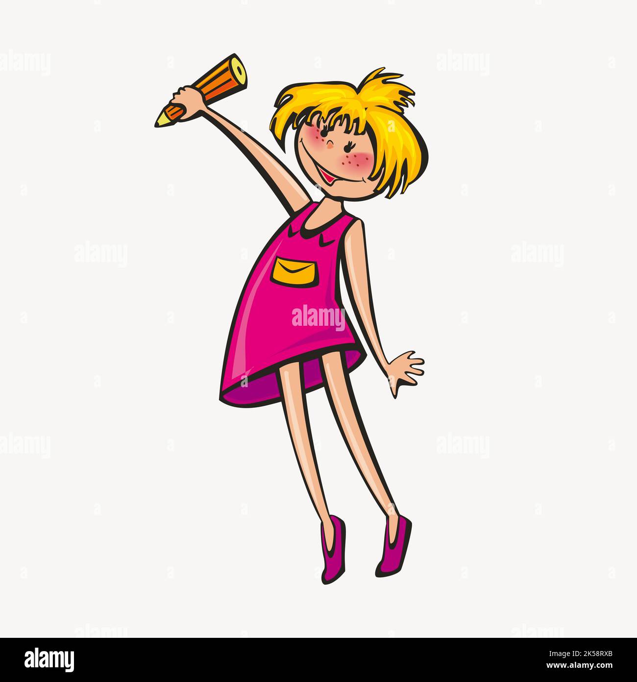 Cute cartoon girl clipart, illustration vector Stock Vector Image & Art
