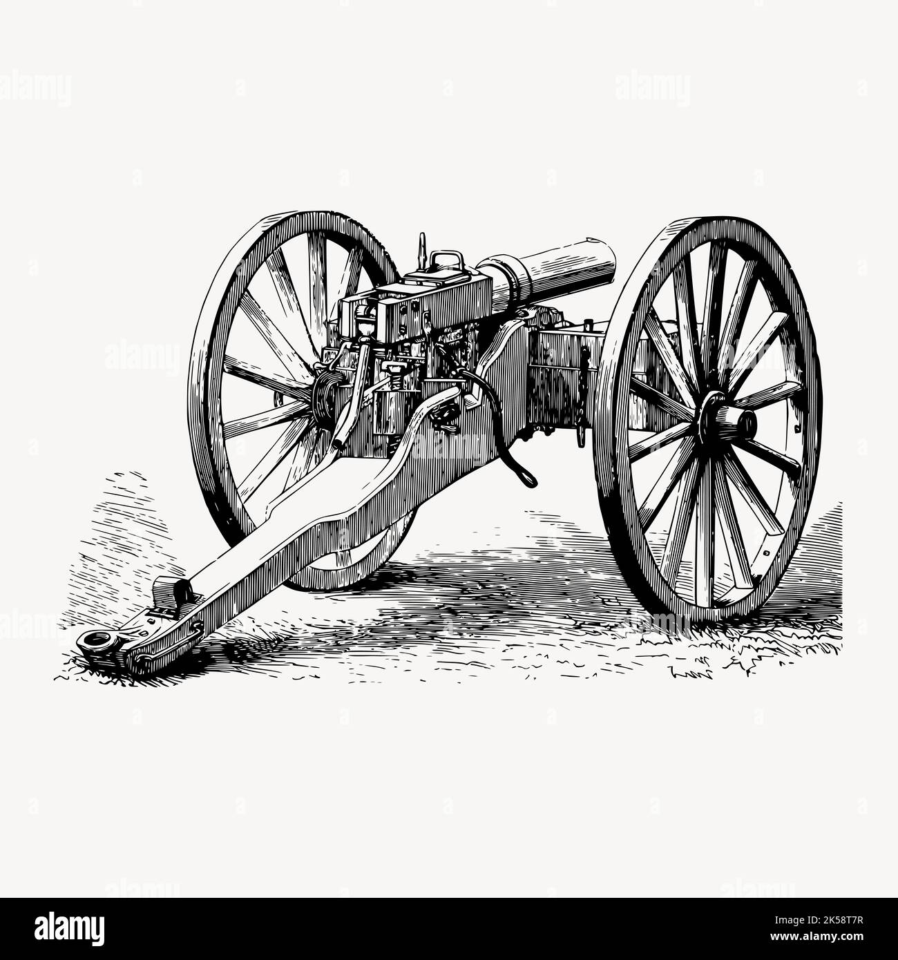 Mitrailleuse clipart, vintage military weapon illustration vector. Stock Vector