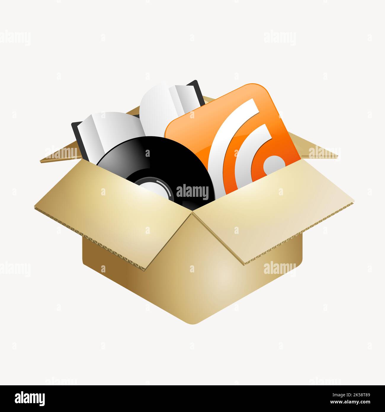 Multimedia storage box clipart, illustration vector Stock Vector Image