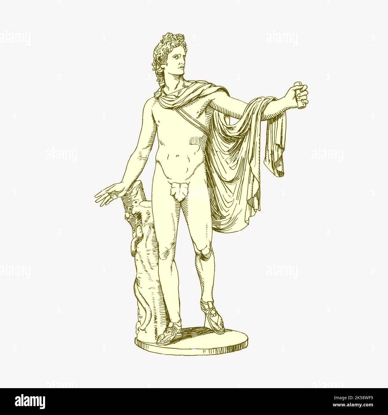 Apollo clipart, vintage Greek God illustration vector Stock Vector ...
