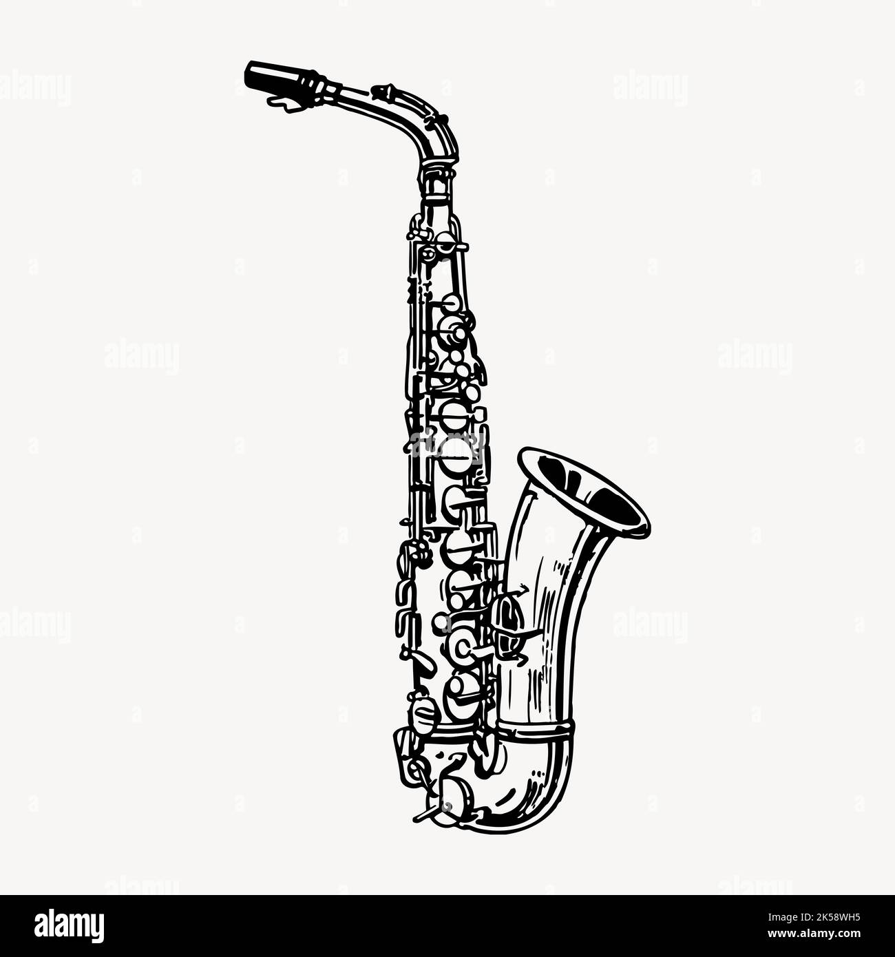 Saxophone clipart, vintage musical instrument illustration vector Stock Vector Image & Art Alamy
