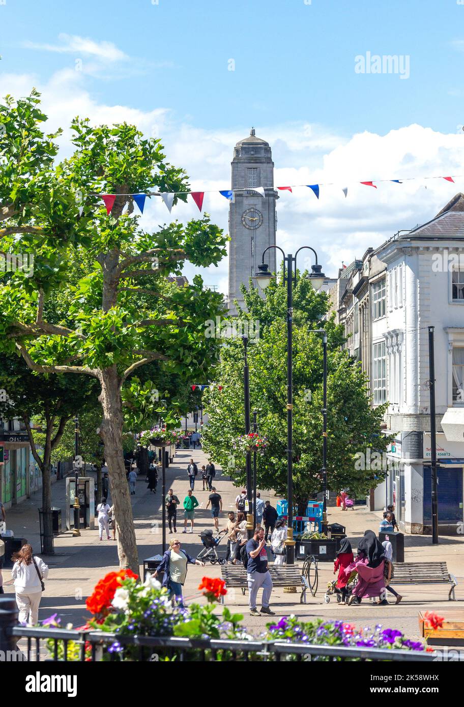 Luton Town Hall and Street from Market Hill, Luton, Bedfordshire