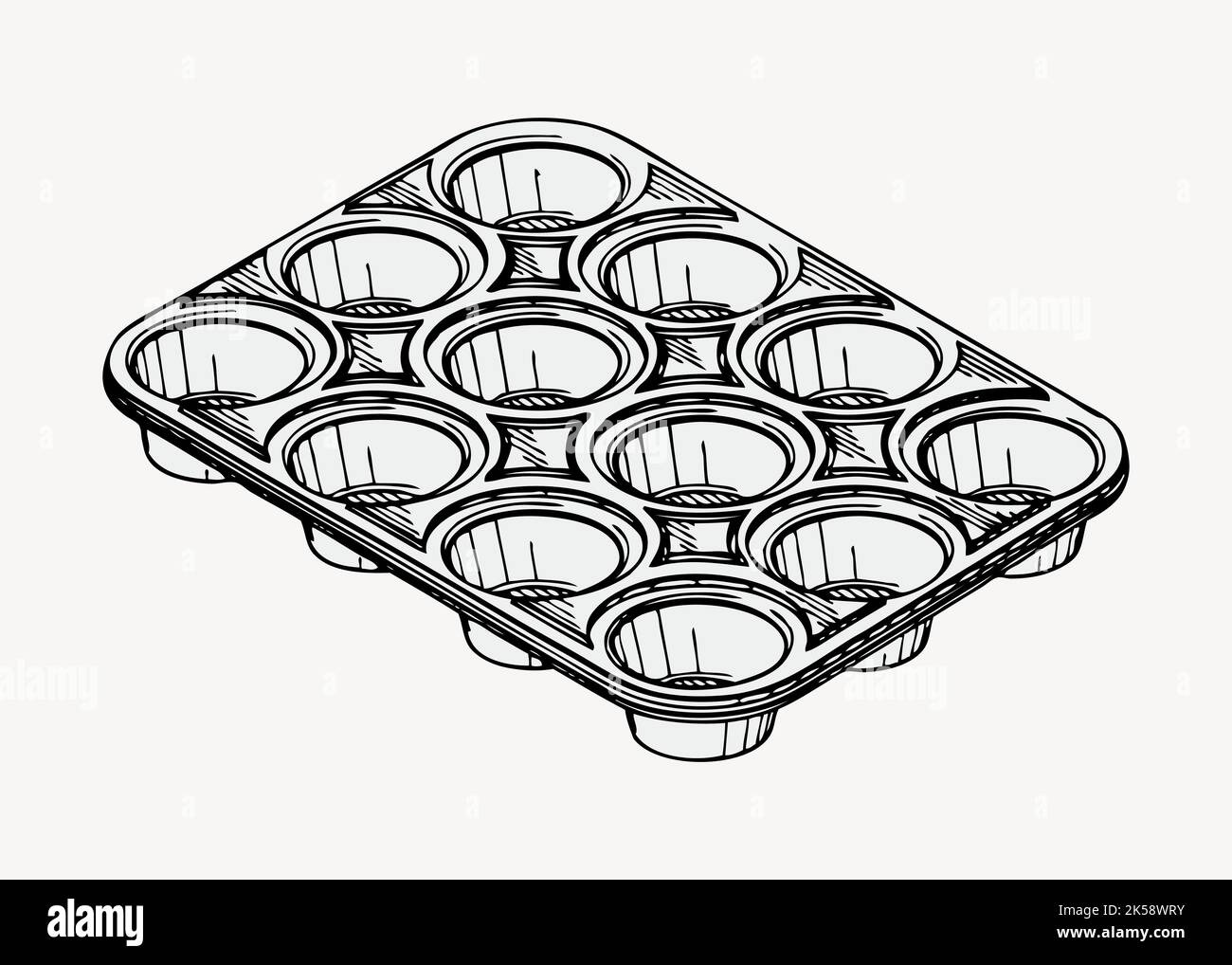 Muffin pan collage element, baking equipment illustration vector Stock