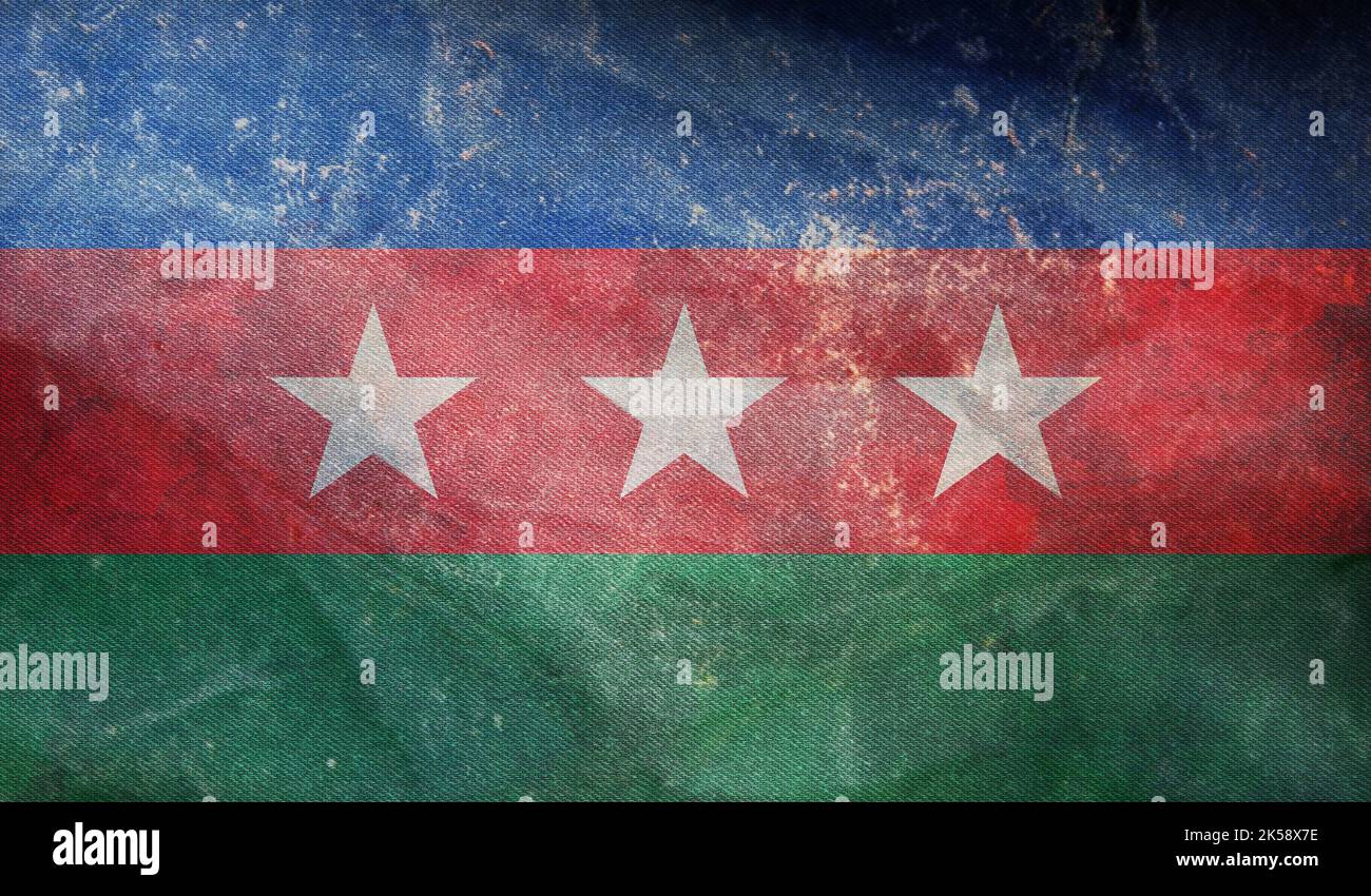 retro flag of Austroasiatic peoples Degar Montagnard with grunge texture. flag representing ethnic group or culture, regional authorities. no flagpole Stock Photo