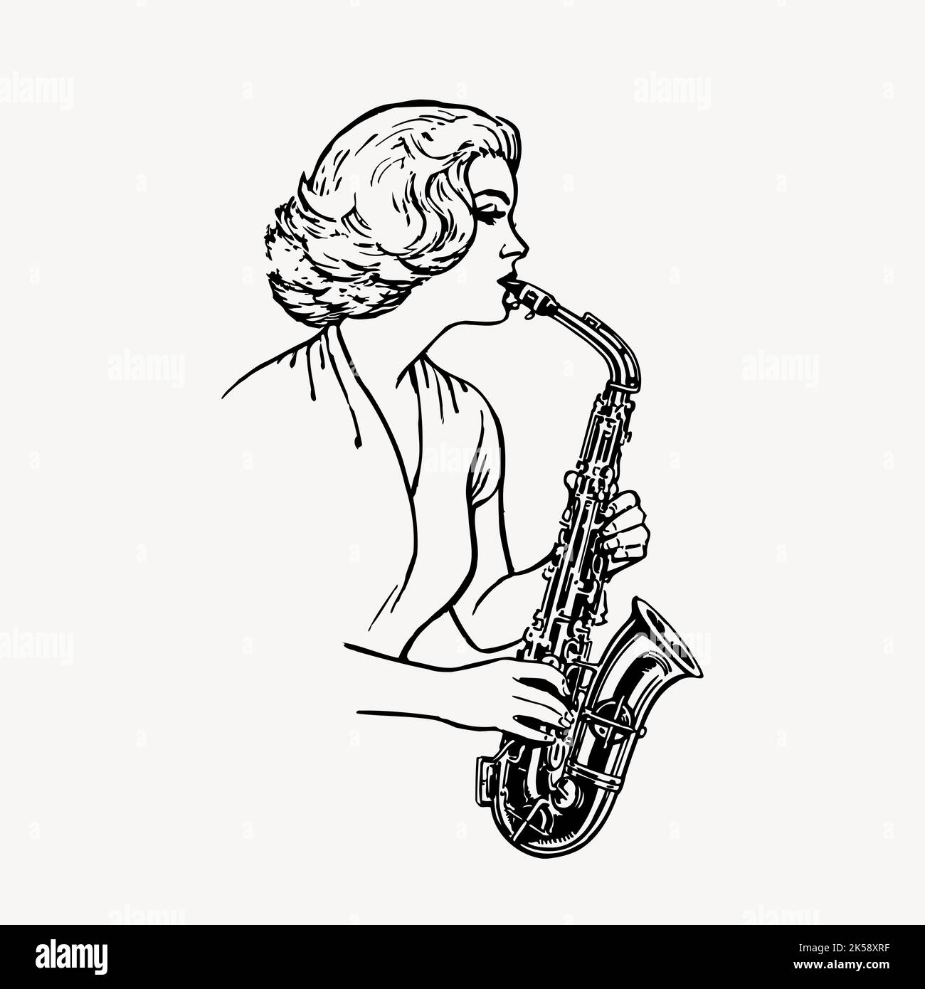 Saxophonist clipart, vintage musician illustration vector Stock Vector