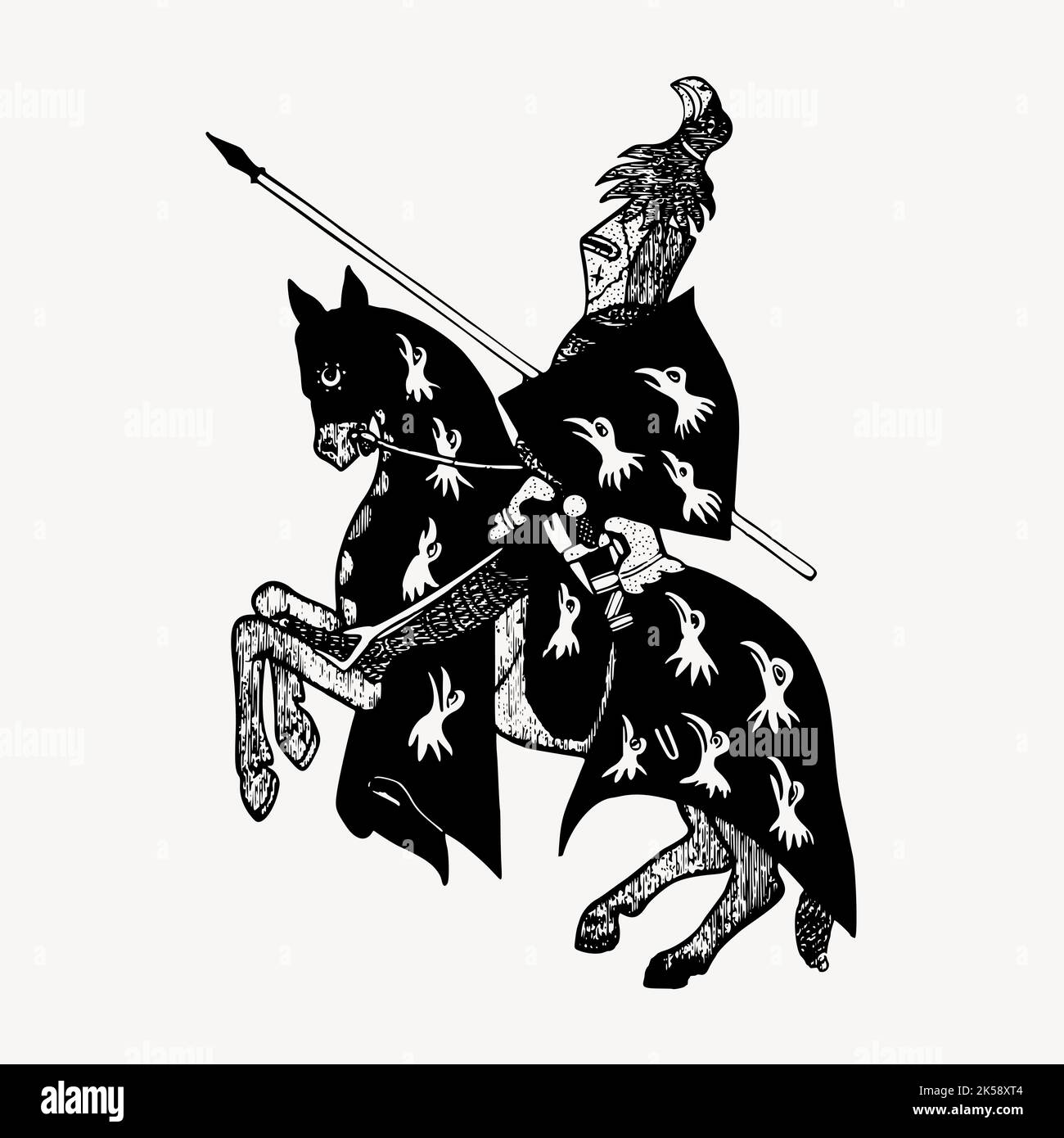Knight on horseback clipart, medieval illustration vector Stock Vector ...