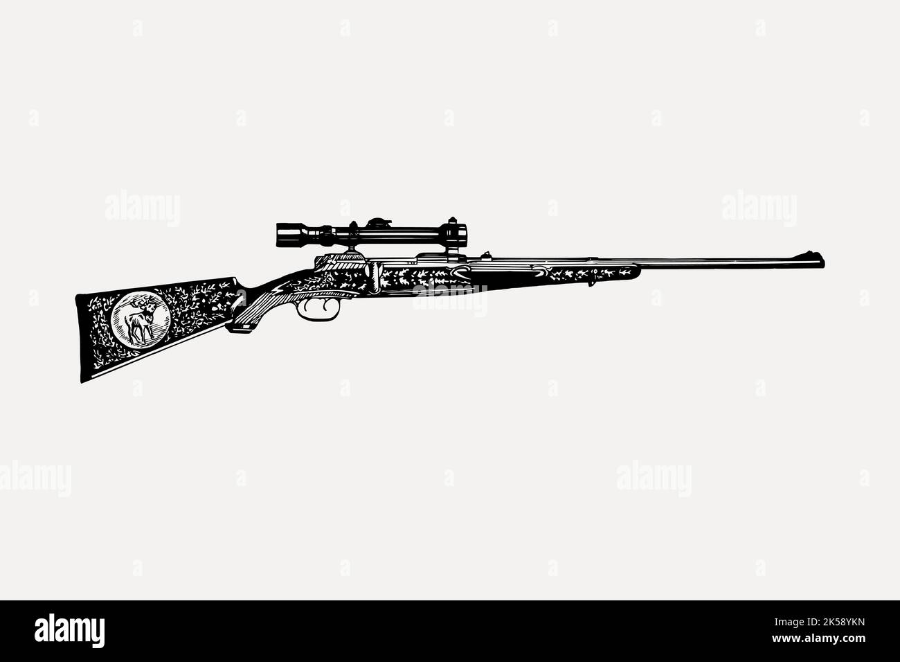 Rifle gun clipart, vintage weapon illustration vector Stock Vector