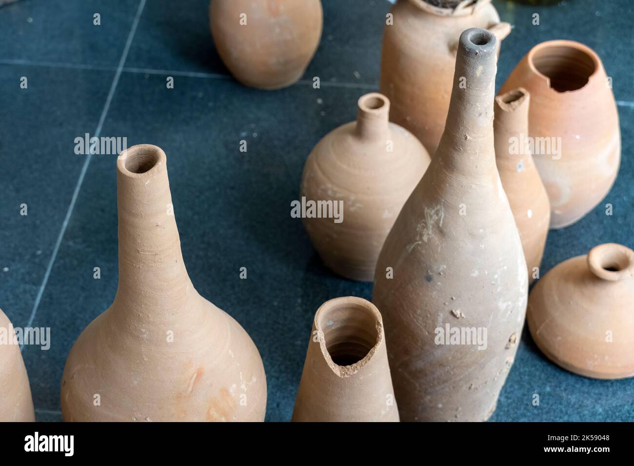 terracotta clay vases for space decoration terracotta colors Stock