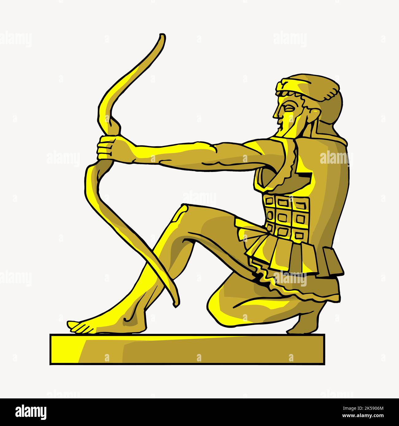 Greek archer statue clipart, gold illustration vector Stock Vector