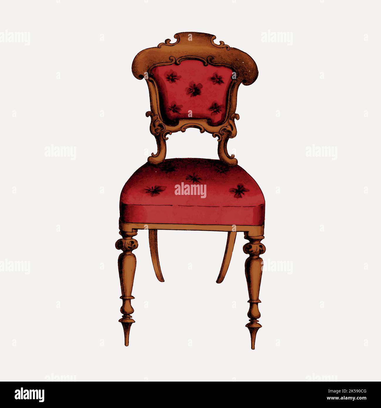 Chair clipart, vintage furniture illustration vector Stock Vector Image ...