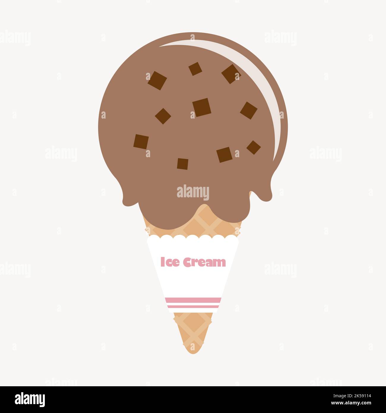 Chocolate chip ice-cream cone clipart, cute dessert illustration vector